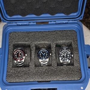 Invicta Silver, Red, and Blue Watch Trioin Beautifol Blue Dive Box